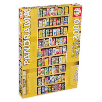 Puzzle panoramic Educa din 2000 de piese - Rafturi cu doze