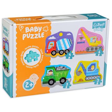 Puzzle pentru bebeluși Trefl 4 în 1 - Automobile pe santier