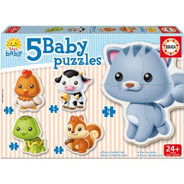Puzzle pentru bebelus Educa 5 in 1 - Baby Animals