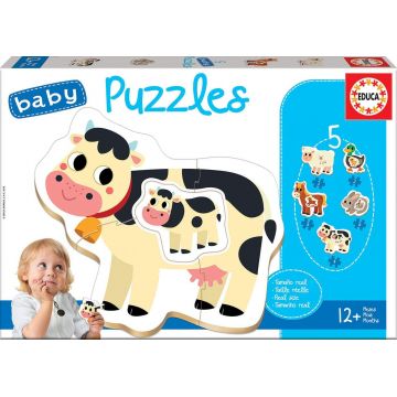 Puzzle pentru bebelus Educa 5 in 1 - Farm Animals
