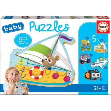 Puzzle pentru bebelus Educa 5 in 1 - Vehicles