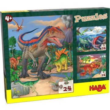 Puzzle pentru copii 3 in 1 Haba - Dinozauri