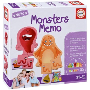 Puzzle pentru copii Educa de 40 de piese - Memo monstrii, joc de carti