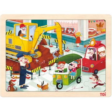 Puzzle pentru copii Toi World - Masini de constructii, 24 piese