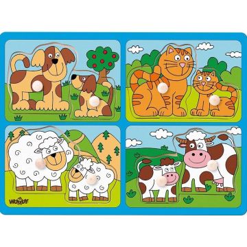 Puzzle pentru copii Woody cu manere - Animalele de companie