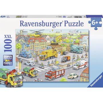 Puzzle Ravensburger din 100 XXL de piese - Vehicule in oras