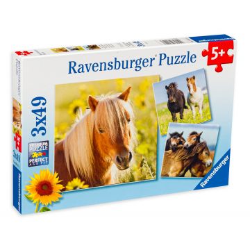 Puzzle Ravensburger din 3 x 49 de piese - Cai frumosi