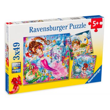 Puzzle Ravensburger din 3 x 49 de piese - Sirene fermecatoare