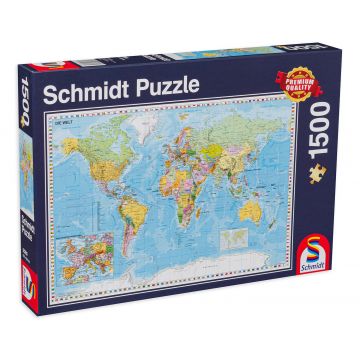 Puzzle Schmidt din 1500 de piese - Harta lumii, in germana
