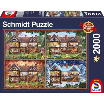 Puzzle Schmidt din 2000 de piese - Casa in cele patru anotimpuri