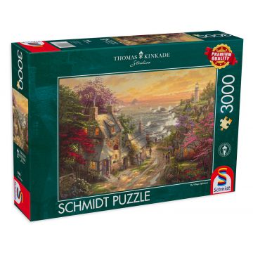 Puzzle Schmidt din 3000 de piese - Farul din sat, Thomas Kinkade