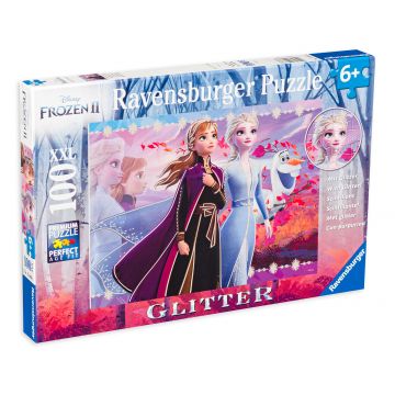 Puzzle strălucitor Ravensburger din 100 XXL de piese - Frozen, Forta surorilor