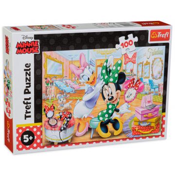 Puzzle Trefl din 100 de piese - Minie Mouse si salonul de infrumusetare