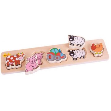 Puzzle tridimensional din lemn Bigjigs - Ferma