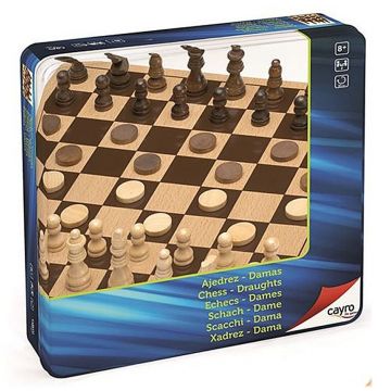 Set șah și table Cayro – 25.5 x 25.5 cm, în cutie metalică
