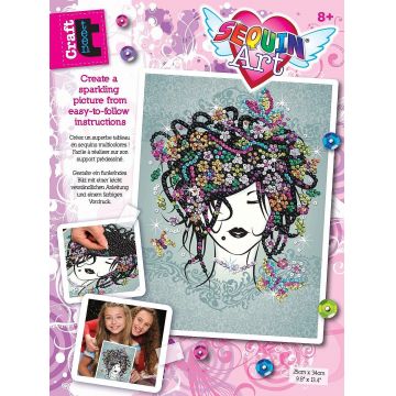Set creativ KSG Crafts Sequin Art Gorjuss - Arta cu paiete, Fata cu flori