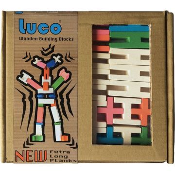 Set de construit din lemn Luco - 42 piese colorate