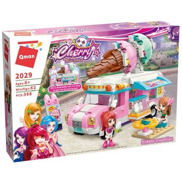 Set de construit Qman - Furgoneta roz pentru inghetata
