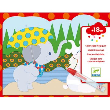 Set imagini de colorat cu apa Djeco - Ascunsi afara