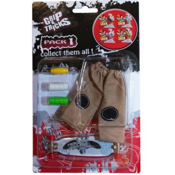 Set jucarii pentru degete Grip&Trick - Long Board, gri cu inscriptie