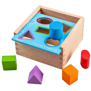 Bigjigs Jucarie de sortare din lemn, cu figuri geometrice colorate