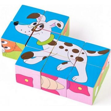 Cuburi din lemn Woody - Animale