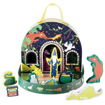 Cutie pentru joaca Floss&Rock - Vrajiti, cu figurine din lemn