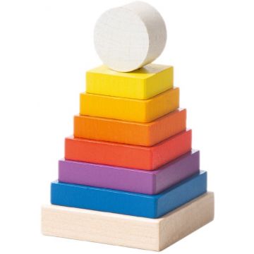 Jucarie de stivuit Turn din lemn Cubika, 8 piese