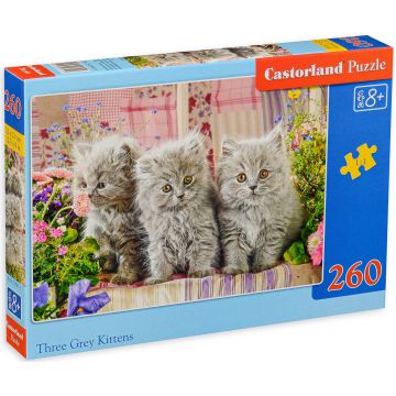 Puzzle Castorland din 260 de piese - Three Grey Kittens