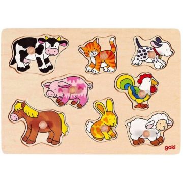 Puzzle cu mânere Goki - Animale de companie