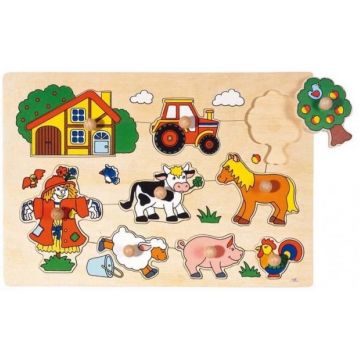 Puzzle cu mânere Goki - Casă cu grădină