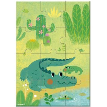 Puzzle de buzunar pentru copii Janod - Crocodile
