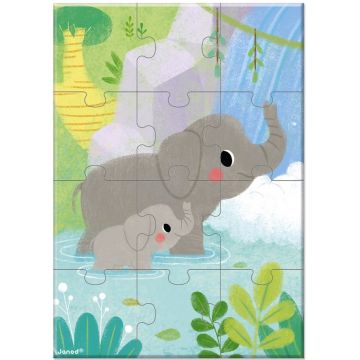 Puzzle de buzunar pentru copii Janod - Elefant