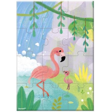Puzzle de buzunar pentru copii Janod - Flamingo