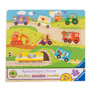 Puzzle de lemn Ravensburger din 8 de piese - Vehicule