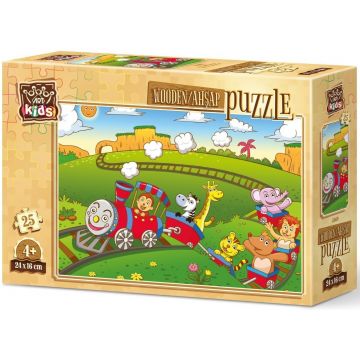 Puzzle din lemn Art Puzzle de 25 piese - Trenut cu animale