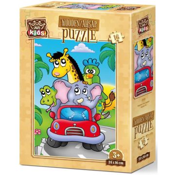 Puzzle din lemn Art Puzzle din 16 de piese - Elefantul sofer