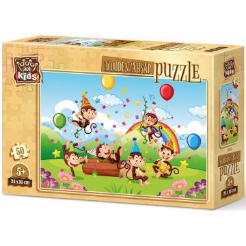 Puzzle din lemn Art Puzzle din 50 de piese - Petrecere cu maimutele