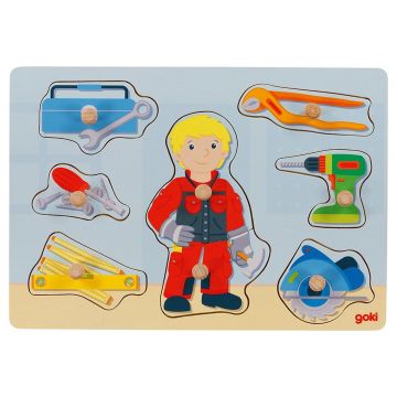 Puzzle din lemn cu maner Goki - Maestru