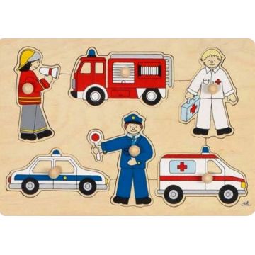 Puzzle din lemn cu mânere Goki - Profesii