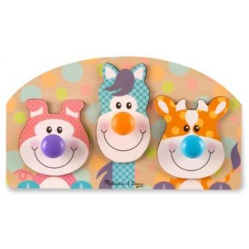 Puzzle din lemn cu manere Melissa and Doug - Ferma