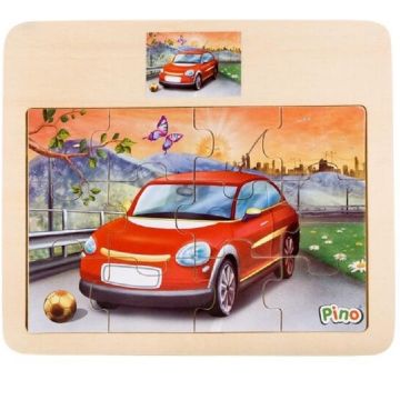 Puzzle din lemn de 12 piese Pino - Masina