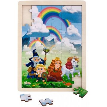 Puzzle din lemn de 48 piese Pino Povesti - Curcubeu