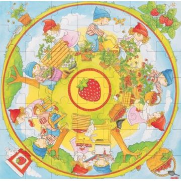 Puzzle din lemn Goki - Capsune, XXL