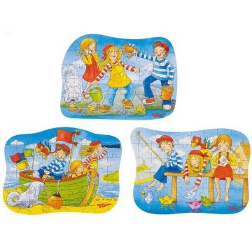 Puzzle din lemn Goki - Peggy Diggledey, În apă, sortiment
