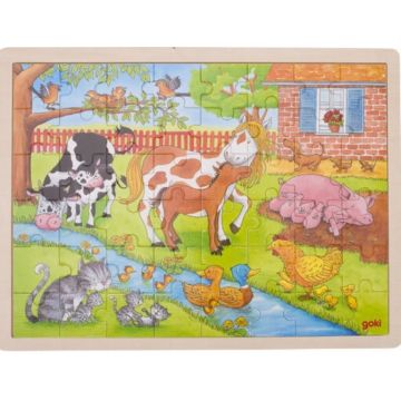 Puzzle din lemn Goki - Viata in ferma