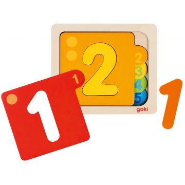 Puzzle din lemn in straturi Goki - Cifre