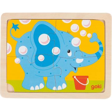Puzzle din lemn pentru copii Goki - Elefant