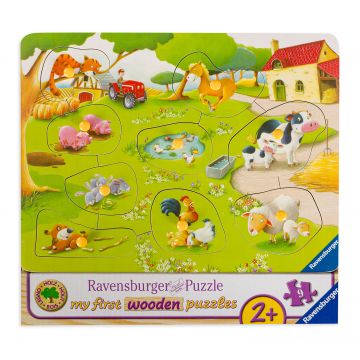 Puzzle din lemn Ravensburger din 9 de piese - Small Farm