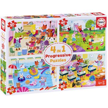 Puzzle Educa 4 in 1 - La scoala